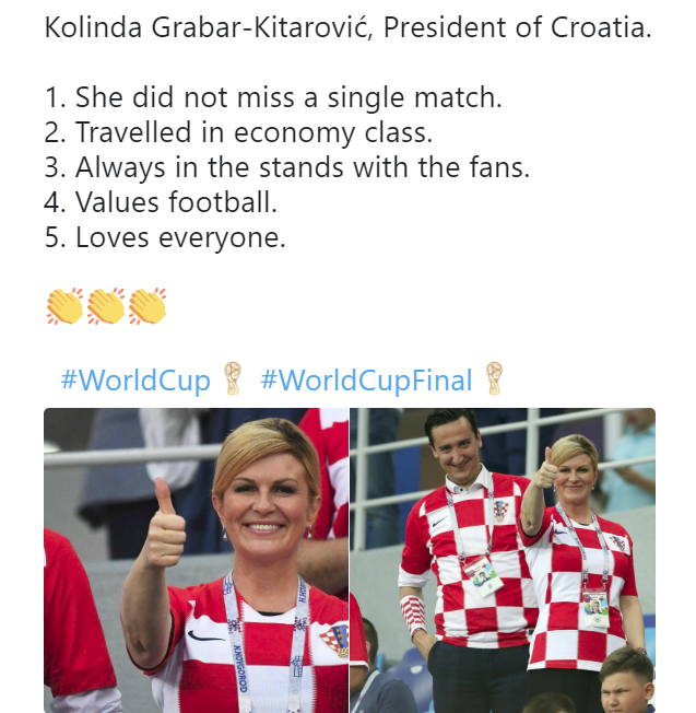 Tuyển Croatia giành ngôi Á quân World Cup nhưng bà Grabar-Kitarovic - nữ tổng thống của họ đã chiếm trọn trái tim hàng triệu người hâm mộ toàn cầu - Ảnh 19.